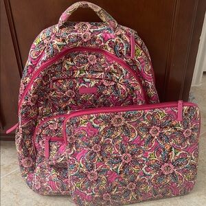Vera Bradley Pink Paisley Quilted Backpack